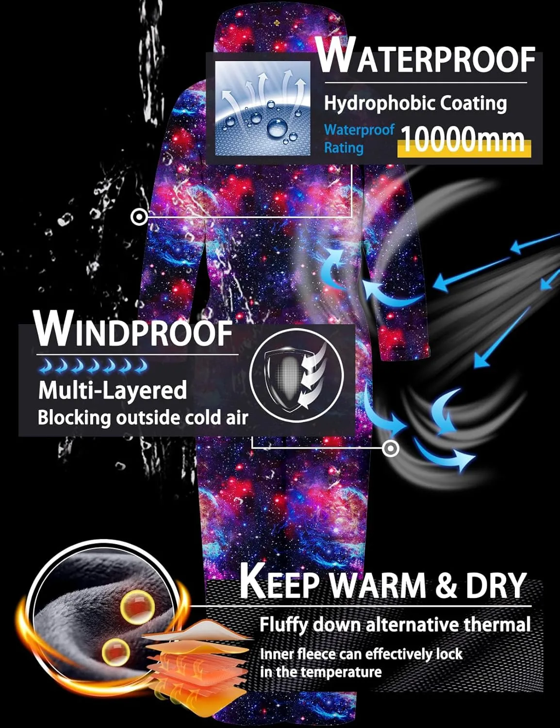 GEMYSE Kids One Pieces Ski Suits Jumpsuits Boys Girls' Winter Outdoor Snowboarding Waterproof Snowsuits