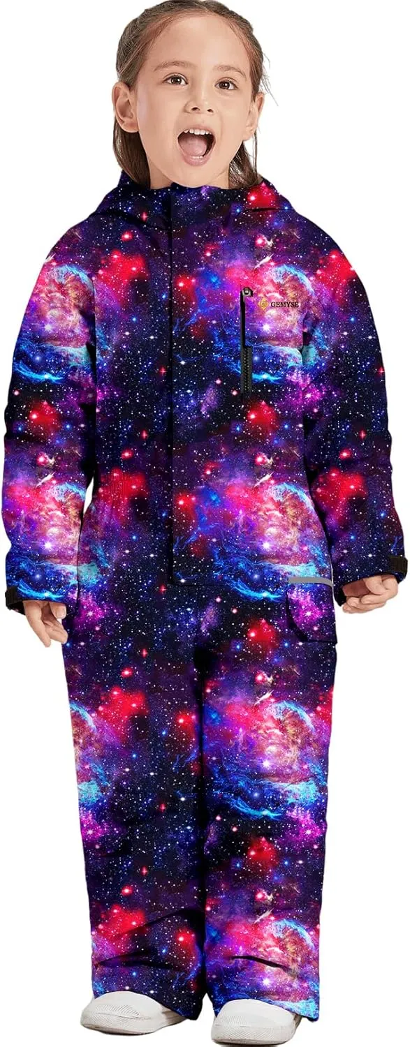GEMYSE Kids One Pieces Ski Suits Jumpsuits Boys Girls' Winter Outdoor Snowboarding Waterproof Snowsuits