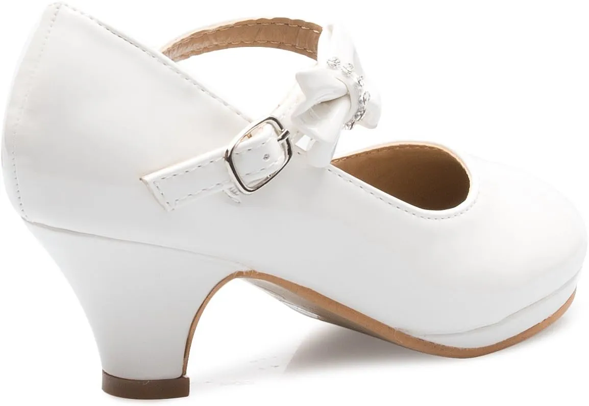 Girls Bow Mary Jane Kitten Heel Pumps (Toddler/Little Girl)