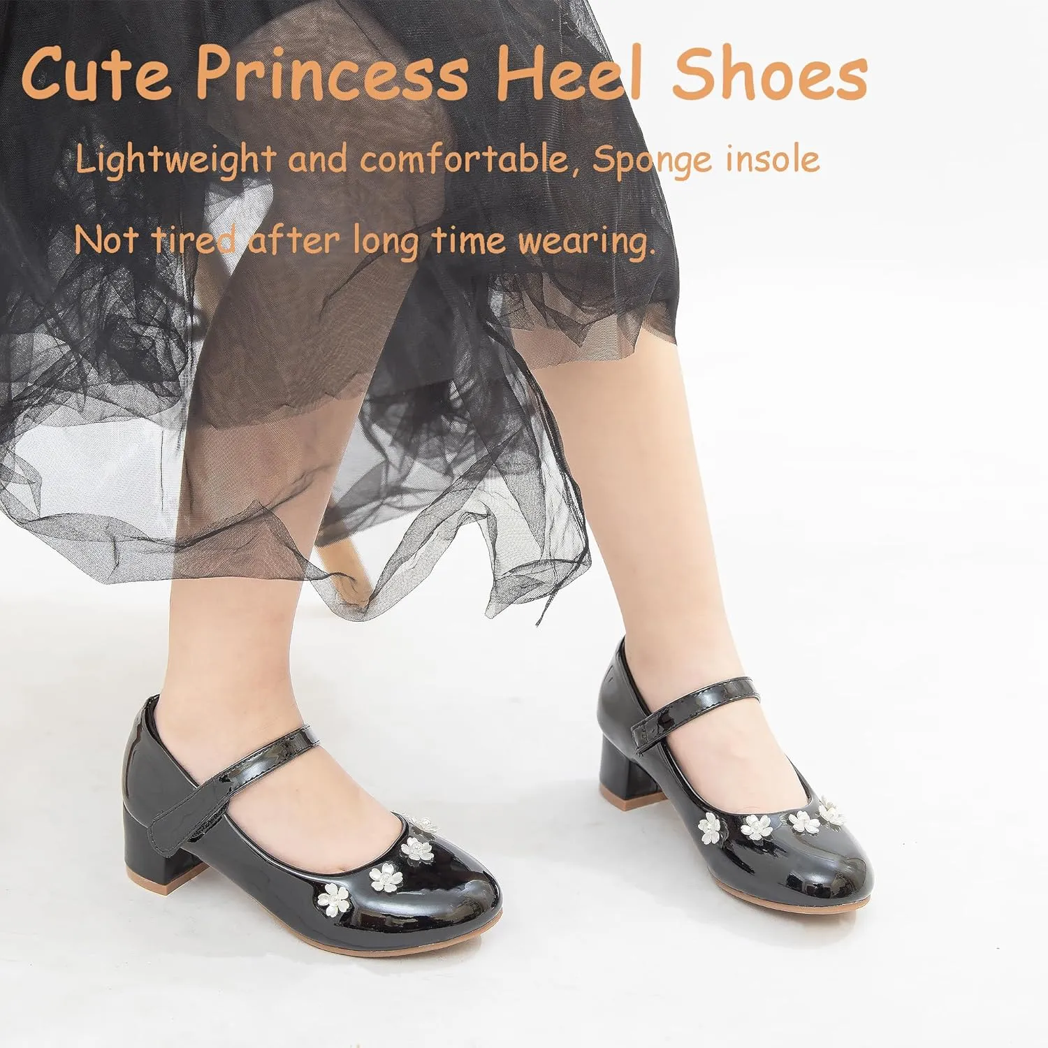 Girls Dress Shoes Low Heel Flower Girls Wedding Party Mary Jane Princess Shoes for Toddler Little Kid Big Kid