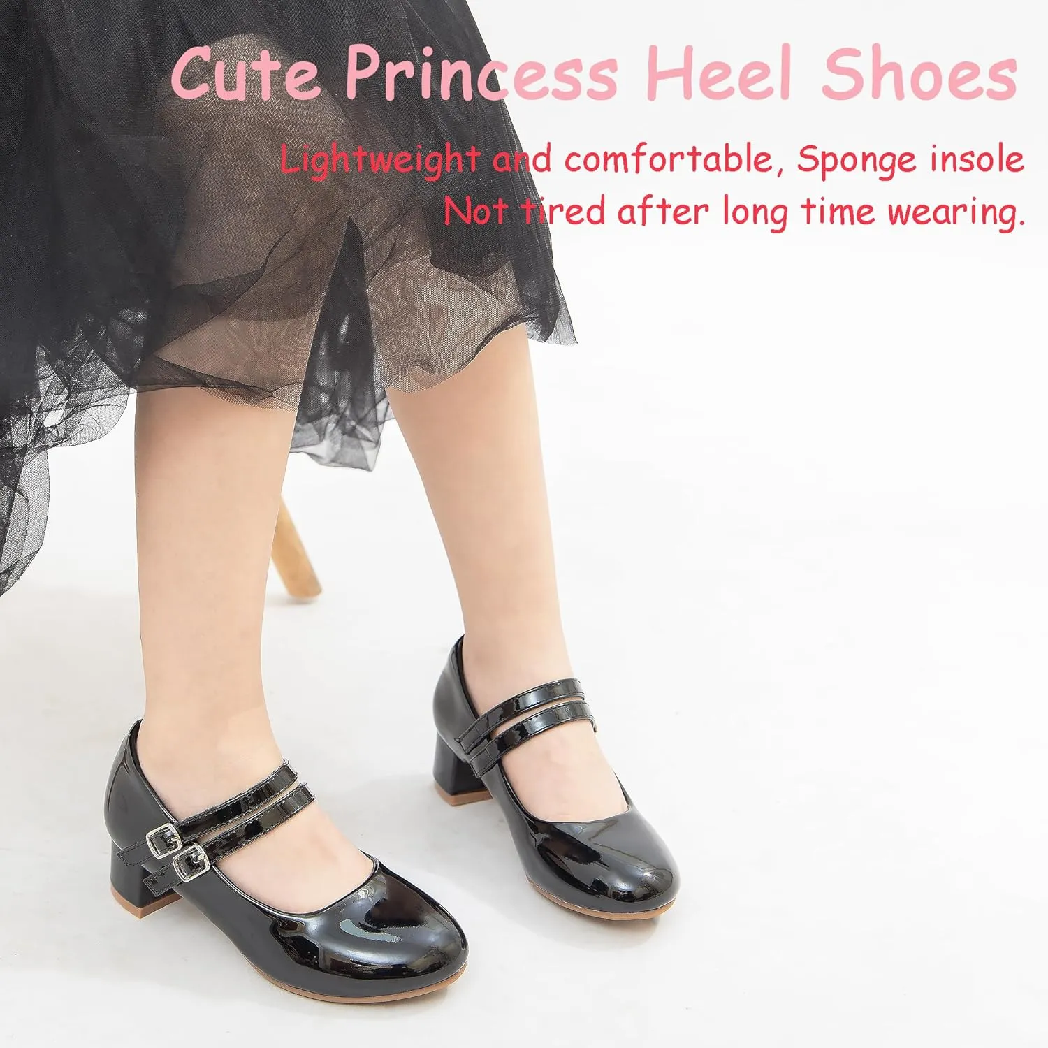 Girls Dress Shoes Low Heel Flower Girls Wedding Party Mary Jane Princess Shoes for Toddler Little Kid Big Kid