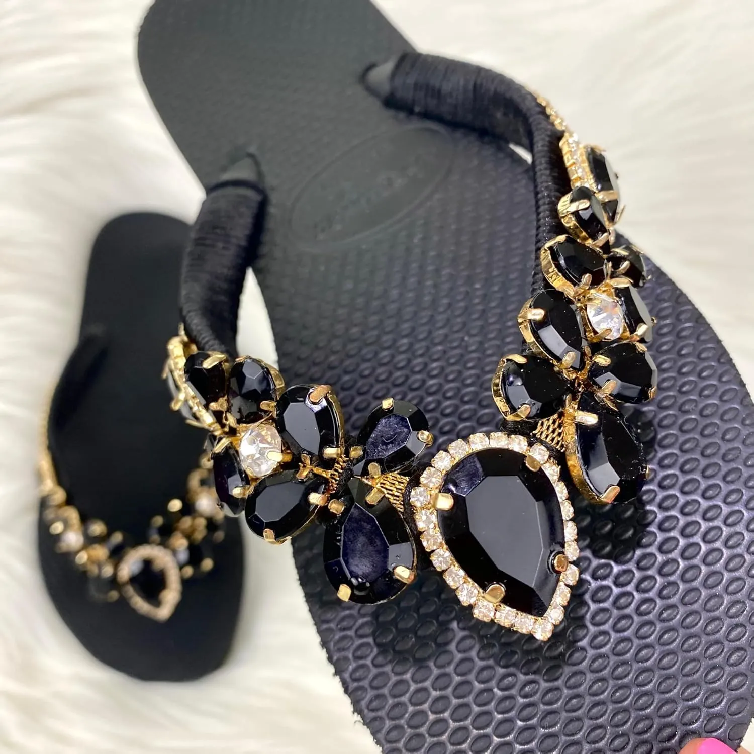 Glam Rhinestones Flip Flops For Women