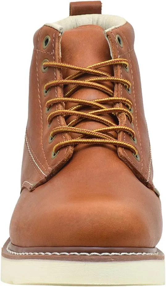 Golden Fox Work Boots Men's 6" Plain Toe Wedge Boot for Construction, Lightweight Comfortable Outsole