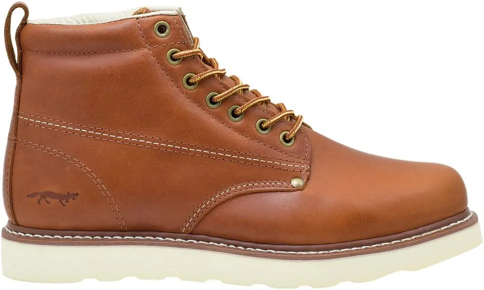Golden Fox Work Boots Men's 6" Plain Toe Wedge Boot for Construction, Lightweight Comfortable Outsole