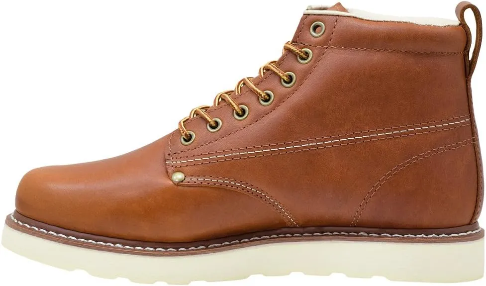 Golden Fox Work Boots Men's 6" Plain Toe Wedge Boot for Construction, Lightweight Comfortable Outsole