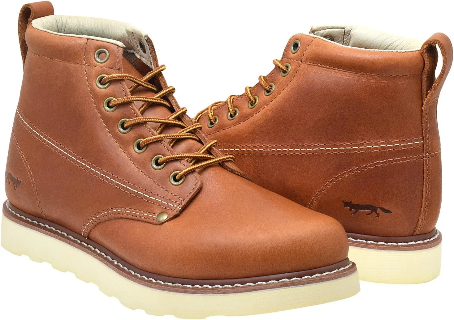 Golden Fox Work Boots Men's 6" Plain Toe Wedge Boot for Construction, Lightweight Comfortable Outsole