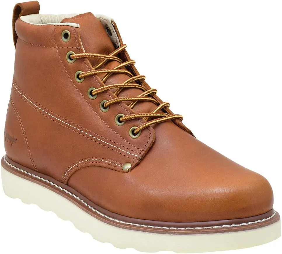 Golden Fox Work Boots Men's 6" Plain Toe Wedge Boot for Construction, Lightweight Comfortable Outsole