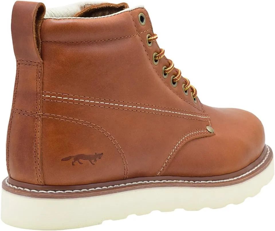 Golden Fox Work Boots Men's 6" Plain Toe Wedge Boot for Construction, Lightweight Comfortable Outsole