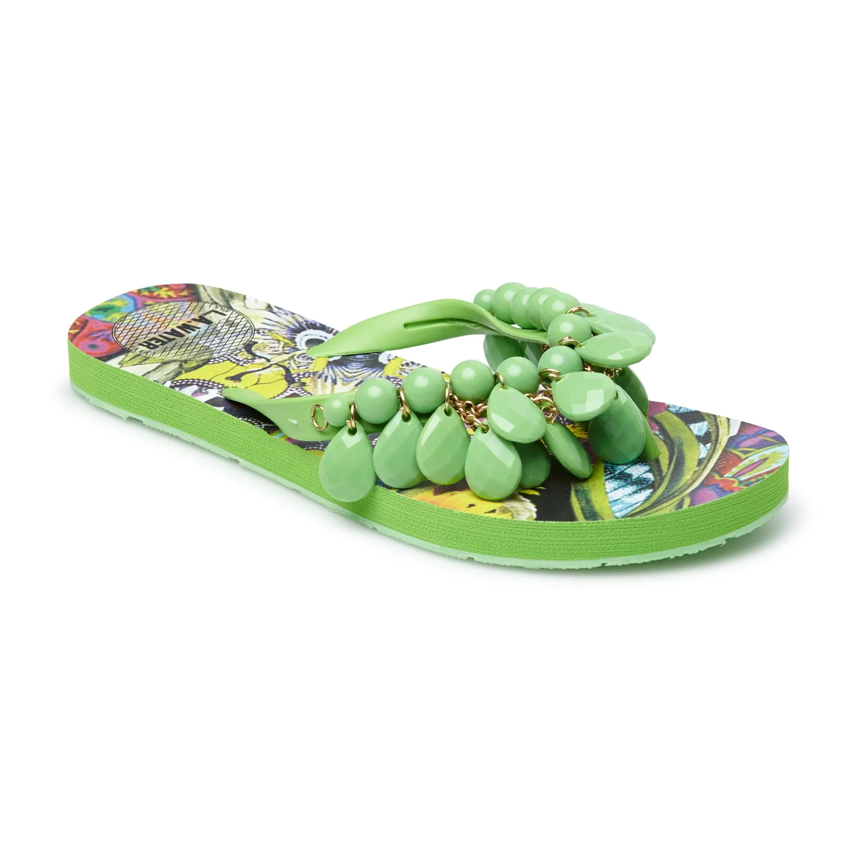 GREEN FLOWERS SLIPPERS