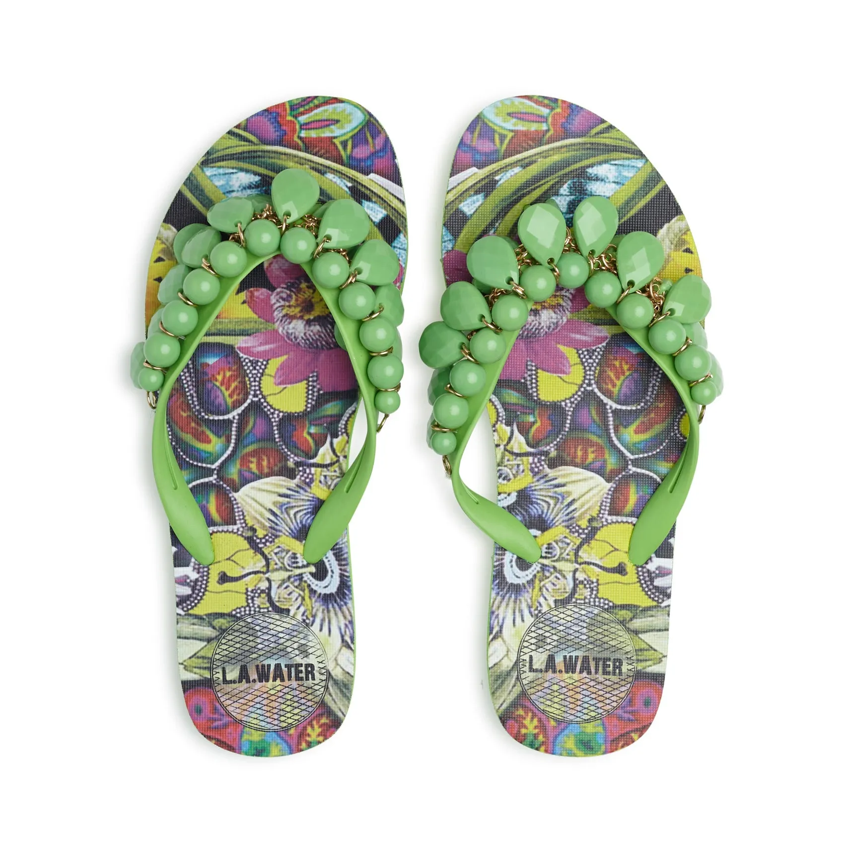 GREEN FLOWERS SLIPPERS