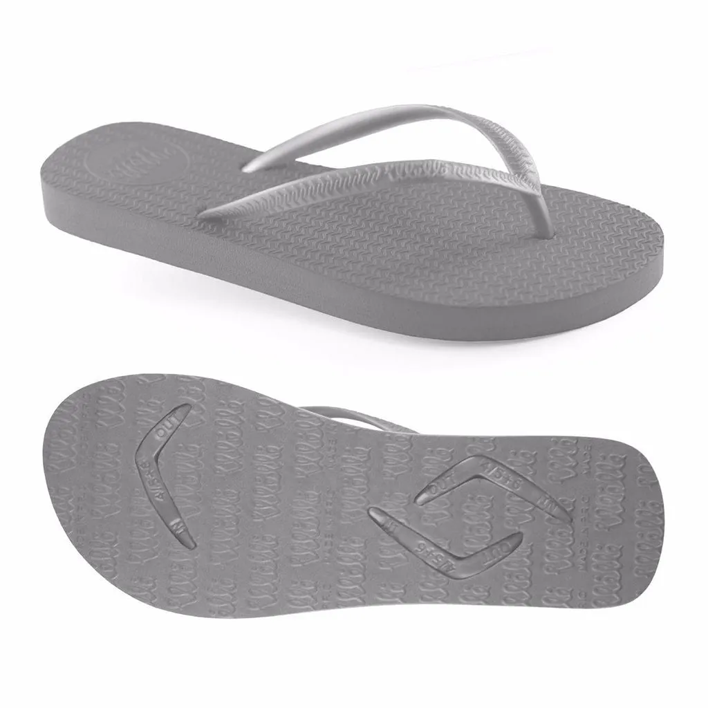 Grey Flip Flop with Metallic Grey Strap Slim Fit