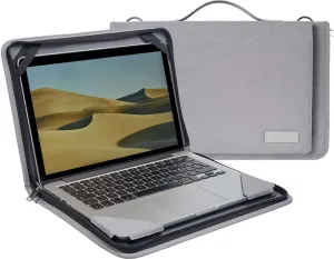 Grey Leather Laptop Messenger Case - Compatible with MSI Summit E13 Flip Evo 13.3" 2 in 1 Laptop