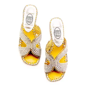 H Sandal Raffia Beaded-silver