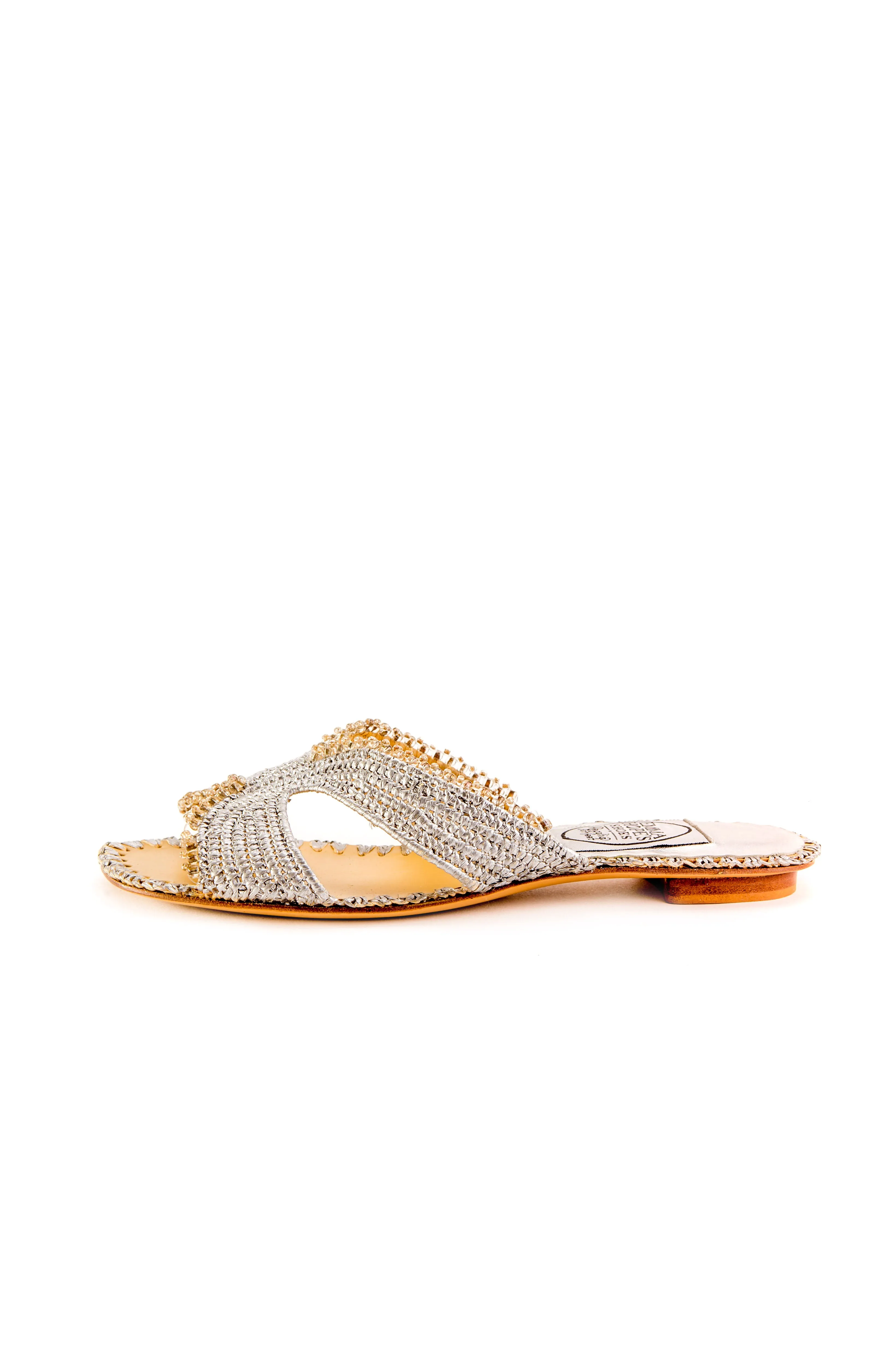 H Sandal Raffia Beaded-silver