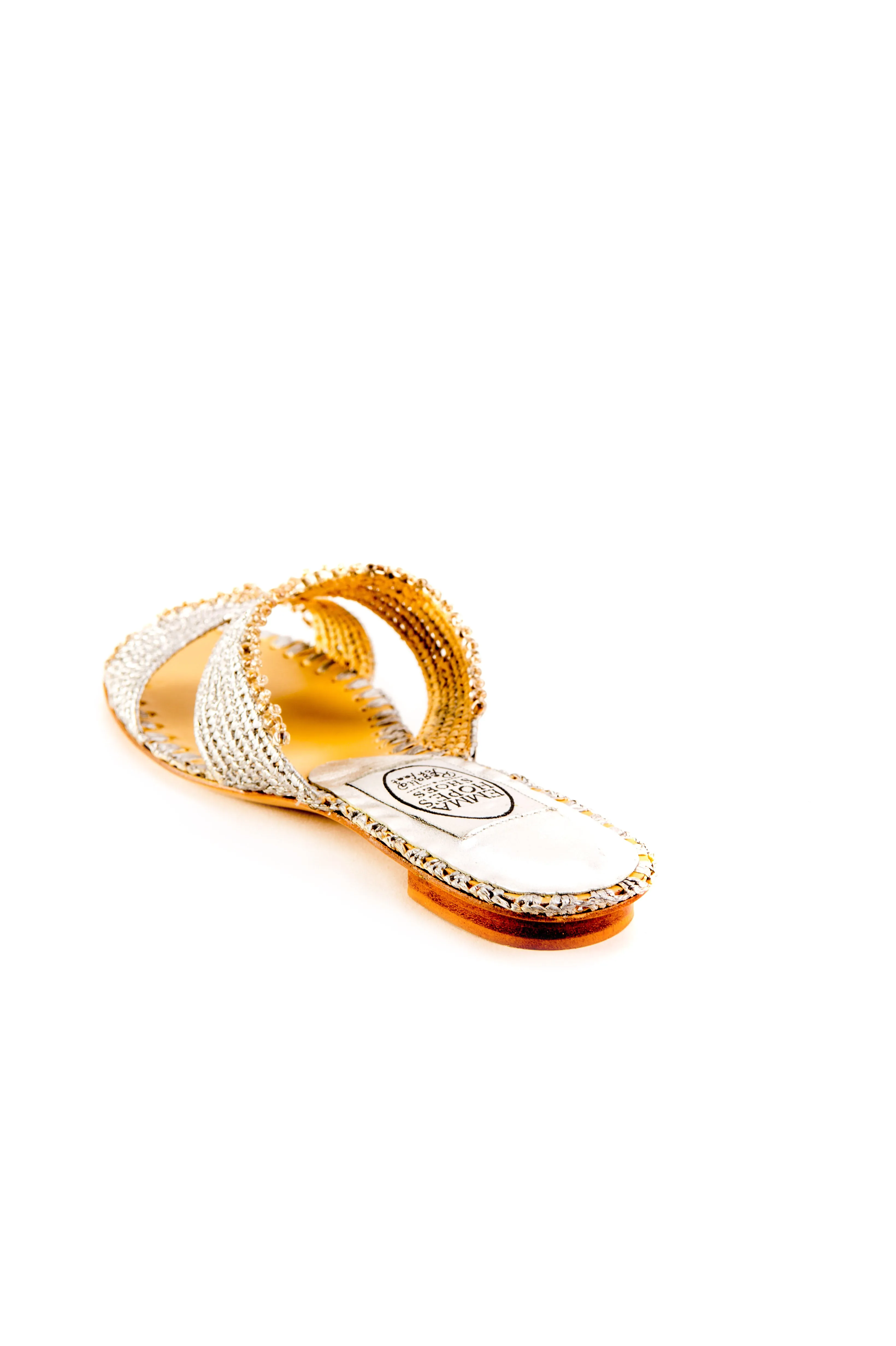 H Sandal Raffia Beaded-silver