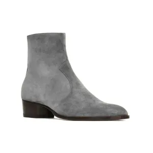 Handmade Gray Suede Ankle Boots for Men