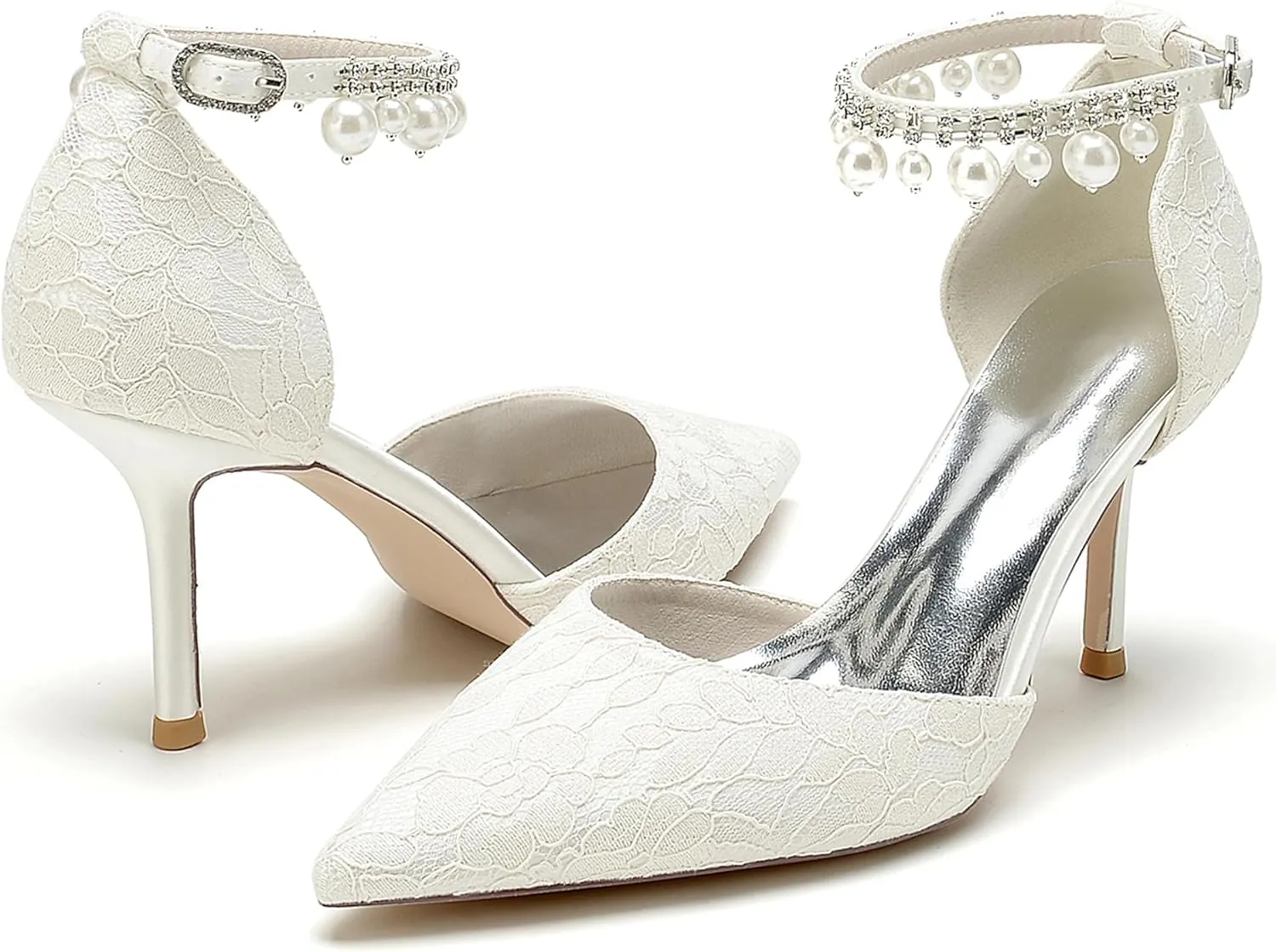 Hanfike High Heel Shoes for Women Wedding Ankle Chains Formal Party Evening Pumps JY156