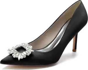 Hanfike Outdoor Wedding Shoes for Women Slip-on Bridal Party Evening Pumps with Bows JY009