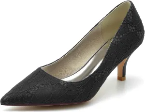 Hanfike Wedding Heels for Women Slip-on Lace Elegant Bridal Formal Party Evening Pumps JY050