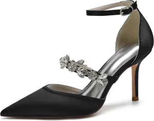 Hanfike Womens Shoes for Wedding Dress Ankle Strap Low Heel Bridal Formal Party Pumps JY034