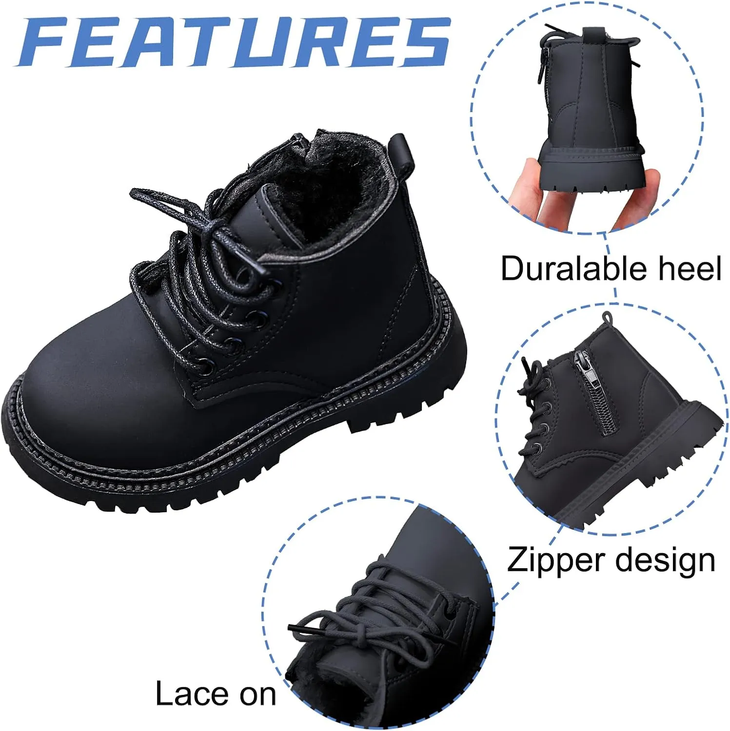 Happy Cherry Baby Work Boots Autumn Fashion Leather Lace-Up Boots Soft Flat Ankle Snow Boots