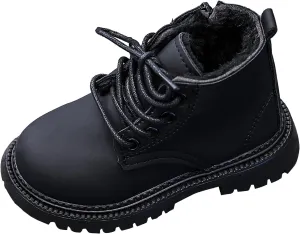 Happy Cherry Baby Work Boots Autumn Fashion Leather Lace-Up Boots Soft Flat Ankle Snow Boots