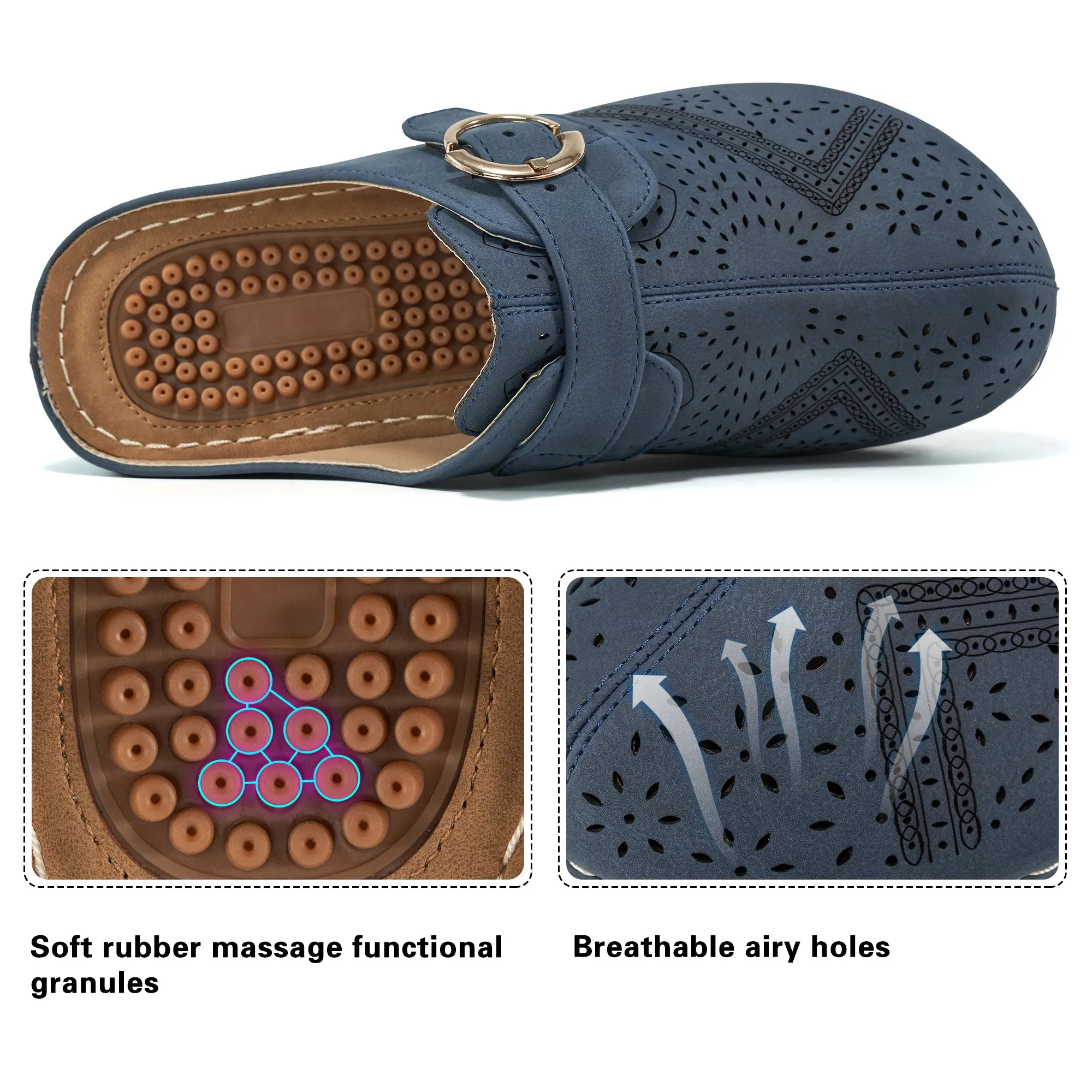 HARENC™Summer Clog with Arch Support Shoes Slip On Sandals Comfy Wedge Shoes