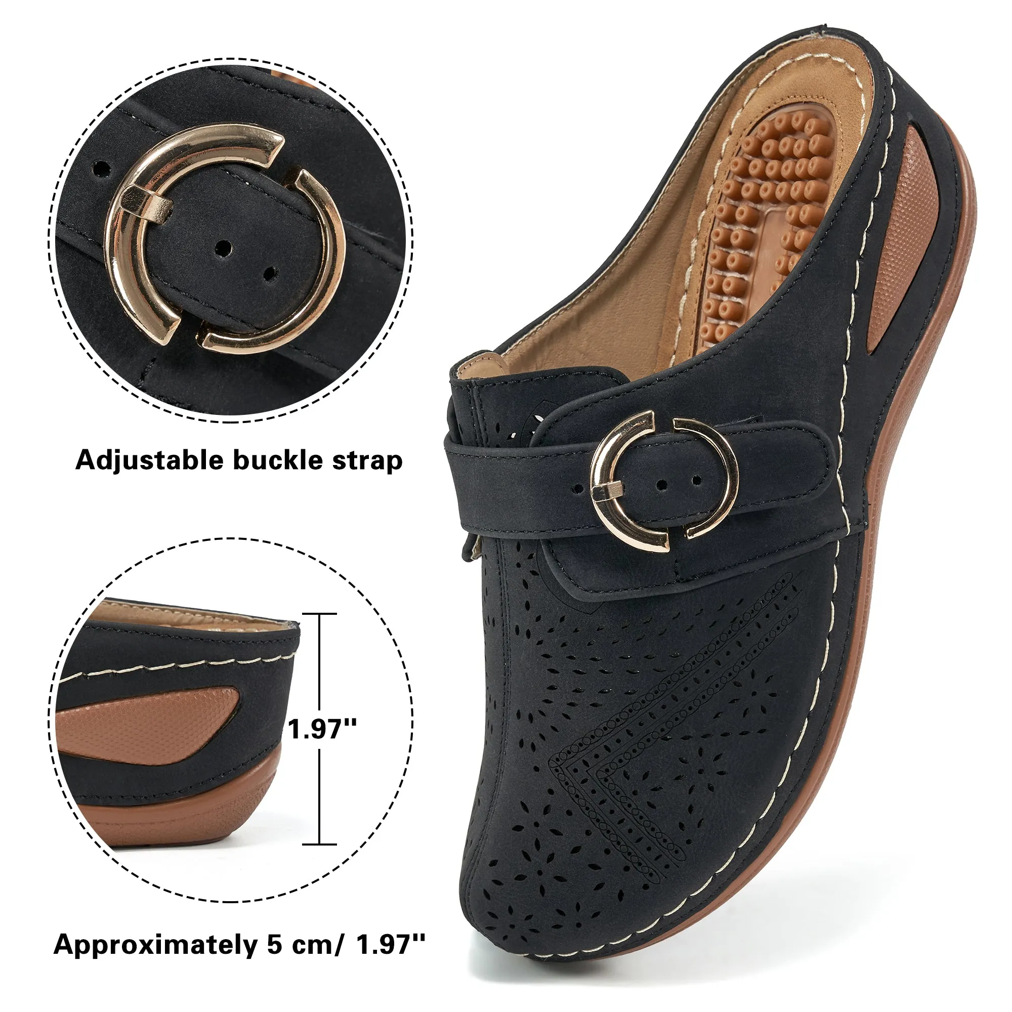 HARENC™Summer Clog with Arch Support Shoes Slip On Sandals Comfy Wedge Shoes