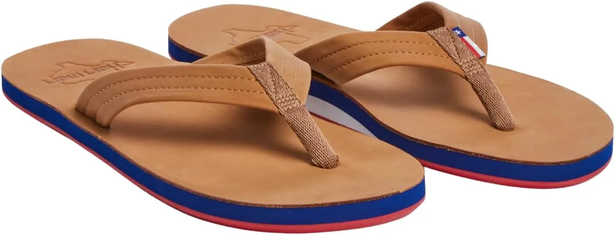 Hari Mari- Fields- Men's Nubuck Leather Flip Flops with Colorful Outsole- No Break Ins, Firm Arch Support, Soft Squeeze Eva Midsole and Beveled Edge to Reduce Tripping