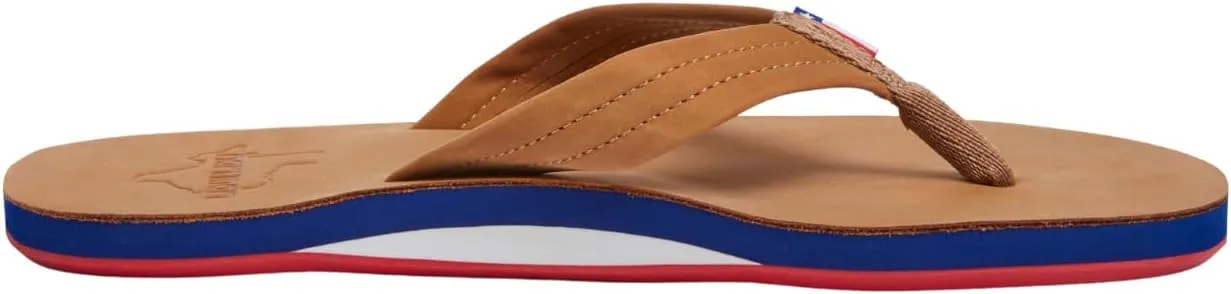 Hari Mari- Fields- Men's Nubuck Leather Flip Flops with Colorful Outsole- No Break Ins, Firm Arch Support, Soft Squeeze Eva Midsole and Beveled Edge to Reduce Tripping
