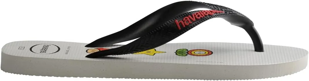 Havaianas Unisex-Child Mario Bros Sandal White/Black Flip Flop