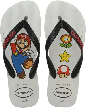 Havaianas Unisex-Child Mario Bros Sandal White/Black Flip Flop