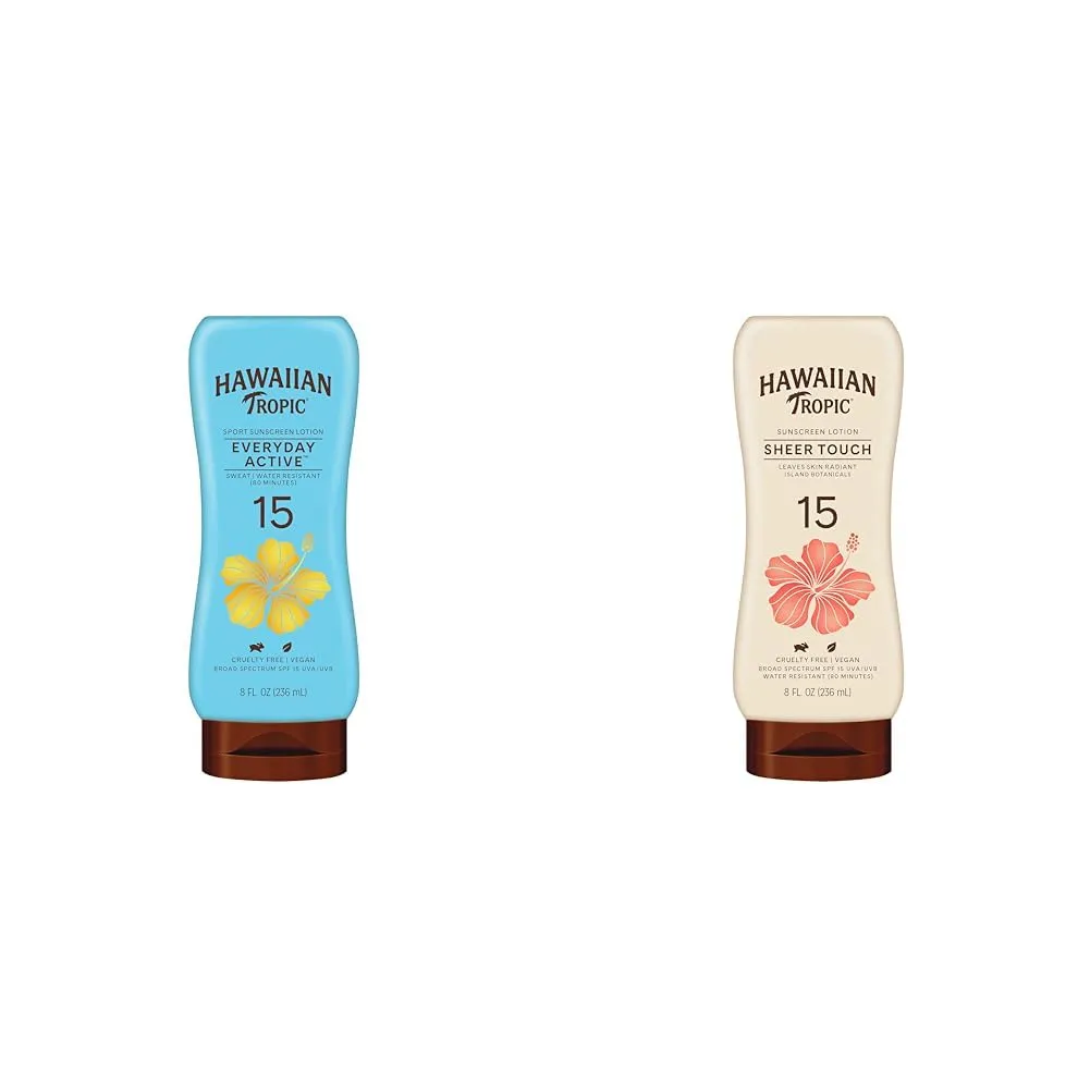 Hawaiian Tropic Everyday Active and Sheer Touch Ultra Radiance Sunscreen Lotions SPF 15, 8oz