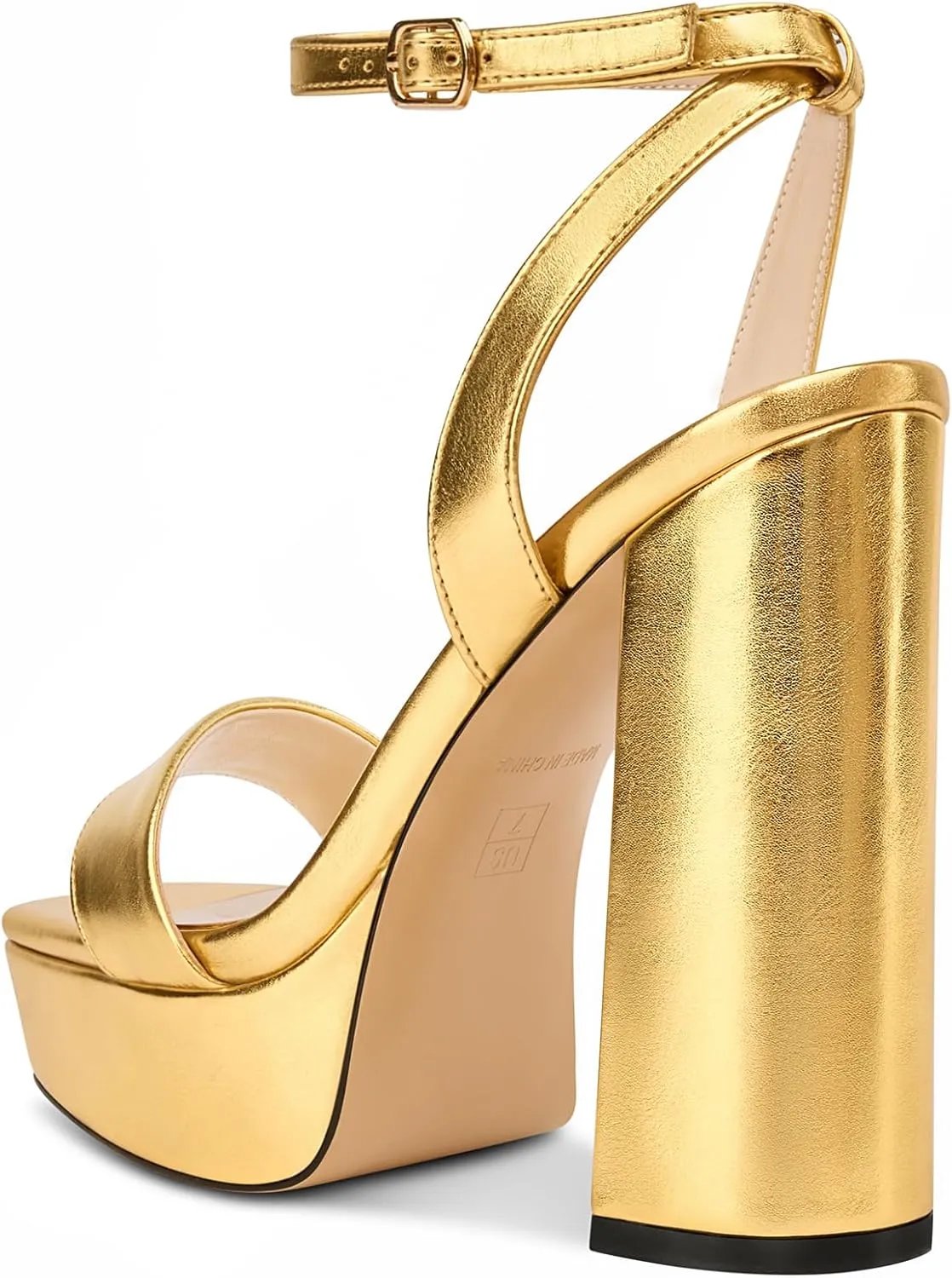 HDEUOLM Womens Chunky Block High Platform Heel Open Toe Square Toe Sandals Ankle Strap Buckle Prom Dress 5.3 Inches Heels