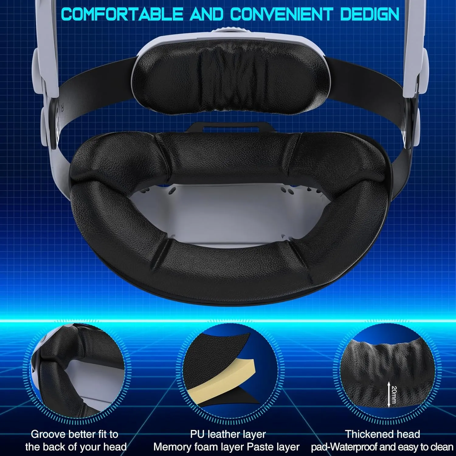 Head Strap for Quest 2/3/3S, Comfort Head Strap for Elite Strap Replacement with Adjustable Hinge, Double Knobs, Soft Cushion, Reduces Head Pressure, Enhanced Balance and Comfort