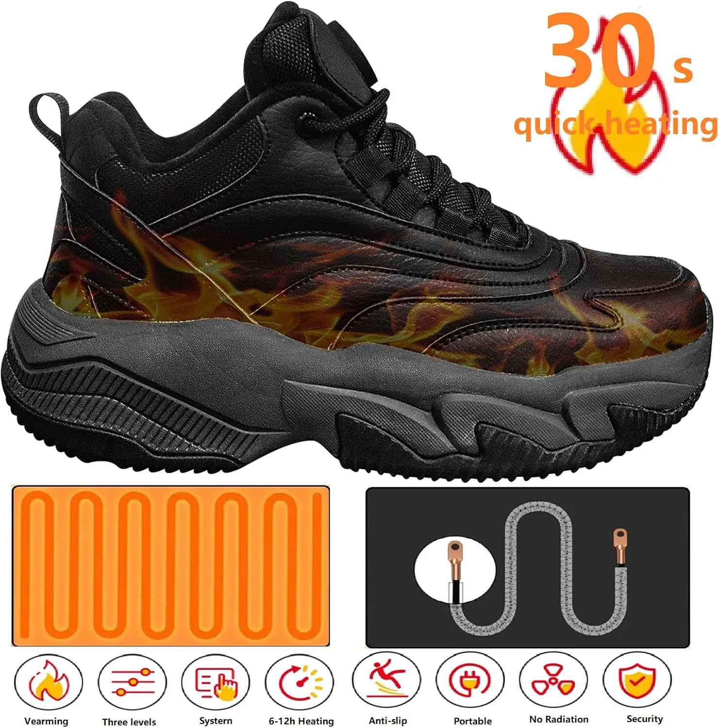Heated Shoes for Men and Women, 2024 Edition Rechargeable Foot Wear with 3 Temperature Settings Keep Feet Warm Up to 12 Hours Foot Warmer with 4000Mah Battery Heated Sneakers Couples