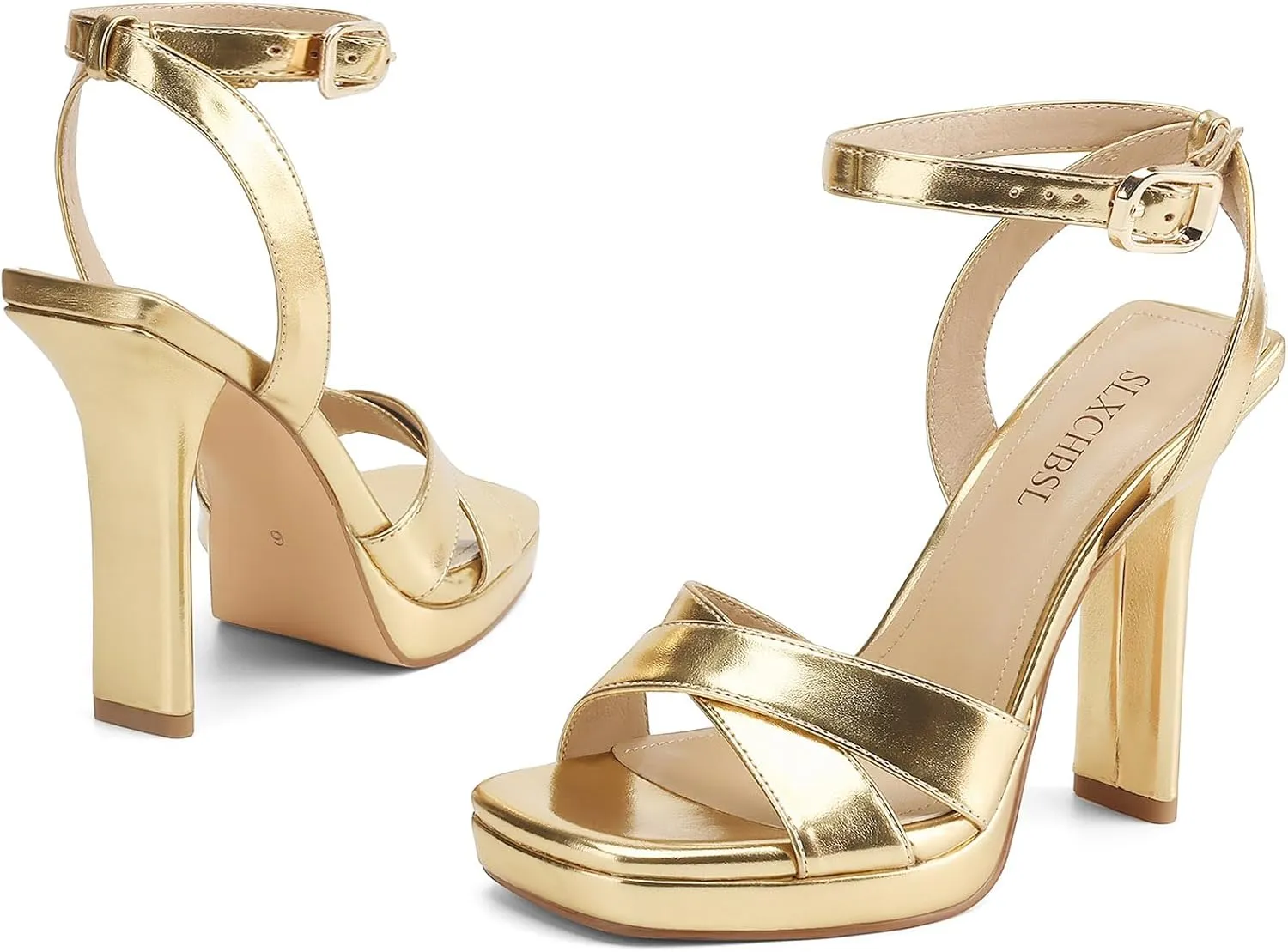 Heels for Women Platform Sandals Womens Chunky High Heels Open Toe Heeled Sandals Ankle Strap Womens Wedding Party Dress Shoes