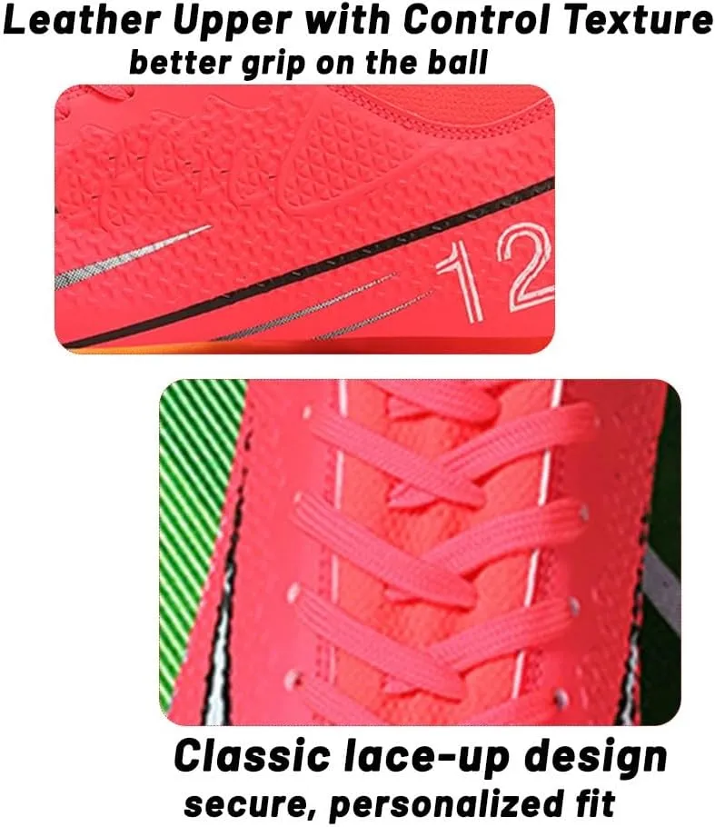 HESBITEUL Mens Athletic Outdoor Indoor Comfortable Soccer Shoes Boys Football Student Cleats Sneaker Shoes High Gripping Power