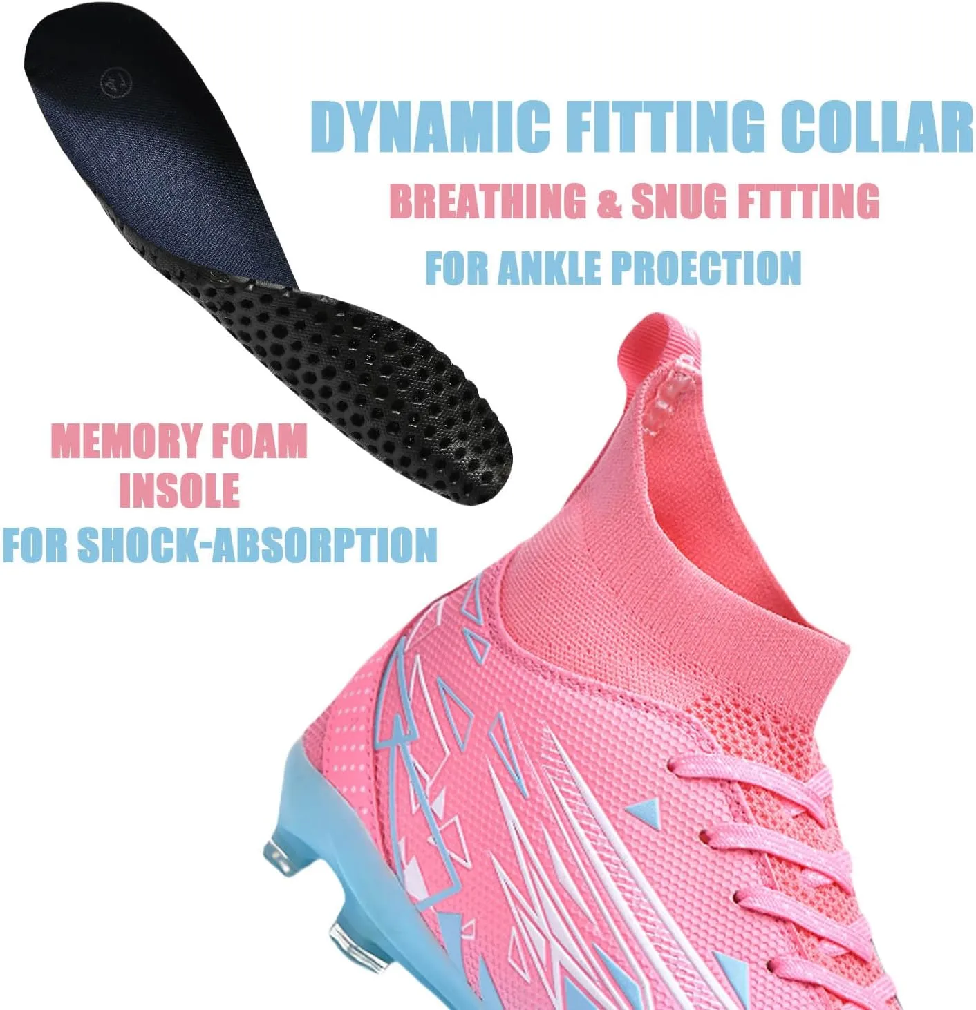 HESBITEUL Soccer Cleats for Mens Womens Youth FG Football Boots Outdoor Breathable Training Sneaker Shoes
