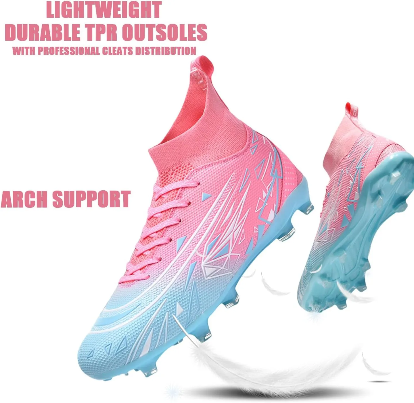 HESBITEUL Soccer Cleats for Mens Womens Youth FG Football Boots Outdoor Breathable Training Sneaker Shoes