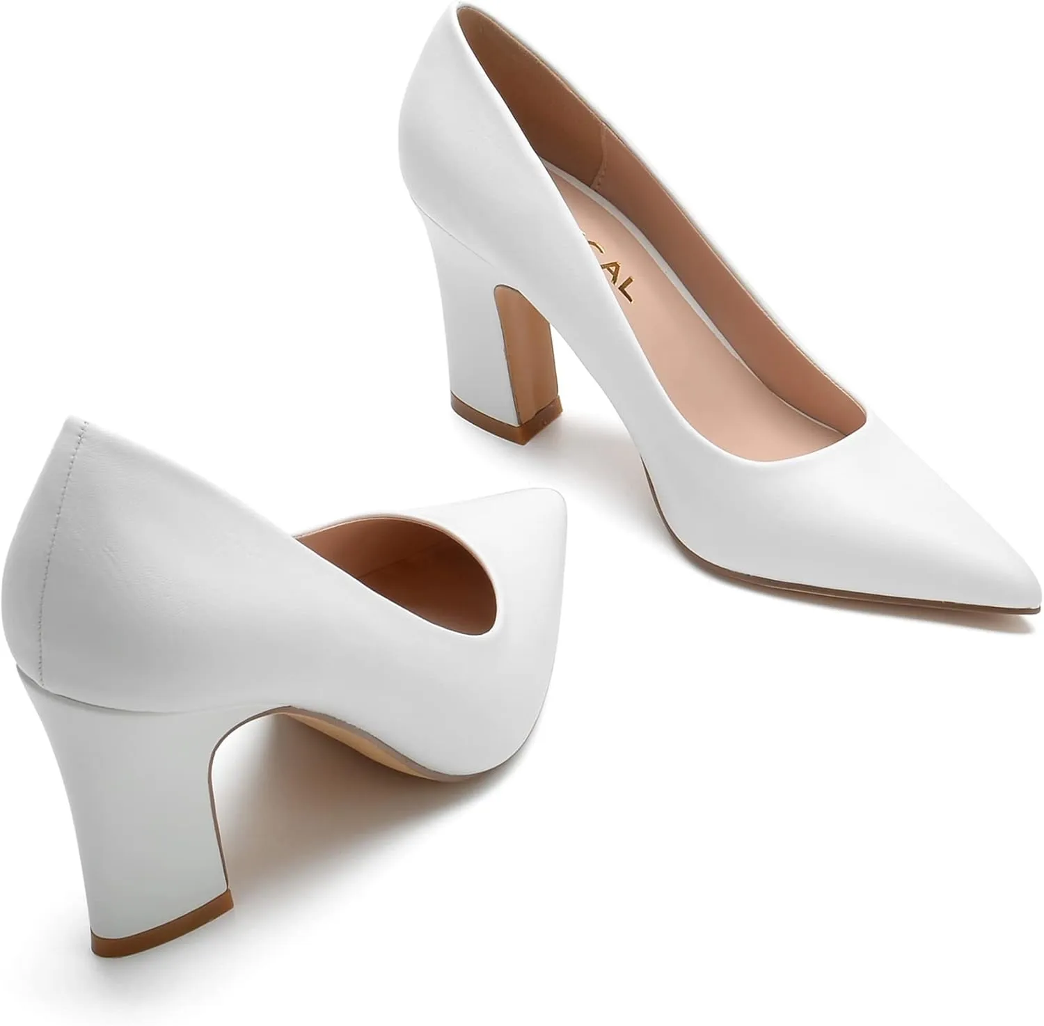 HHTCAL Closed Pointed Toe Chunky Block Heel Pumps High Heels for Women Sexy Elegant Formal Work Office Ladies Dress Shoes