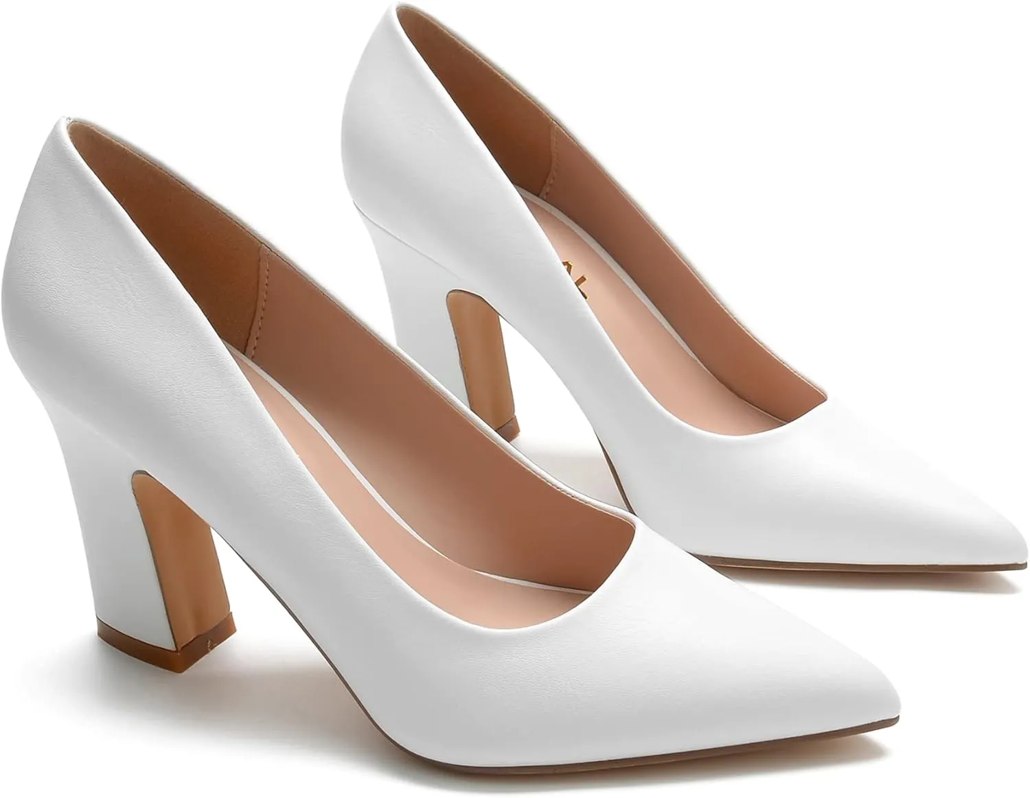 HHTCAL Closed Pointed Toe Chunky Block Heel Pumps High Heels for Women Sexy Elegant Formal Work Office Ladies Dress Shoes