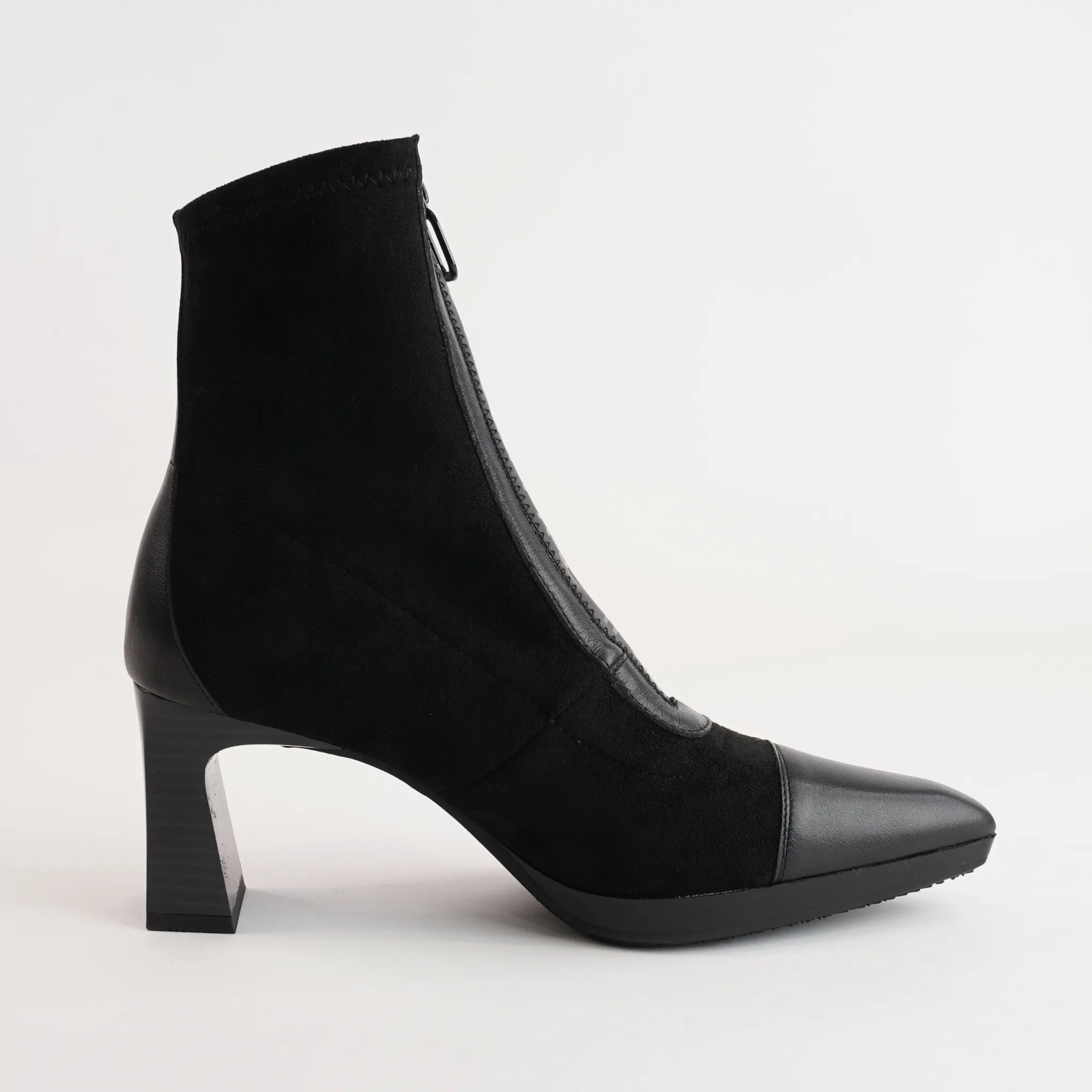 HI243714 Soho Black/ Velour Black Leather Ankle Boots