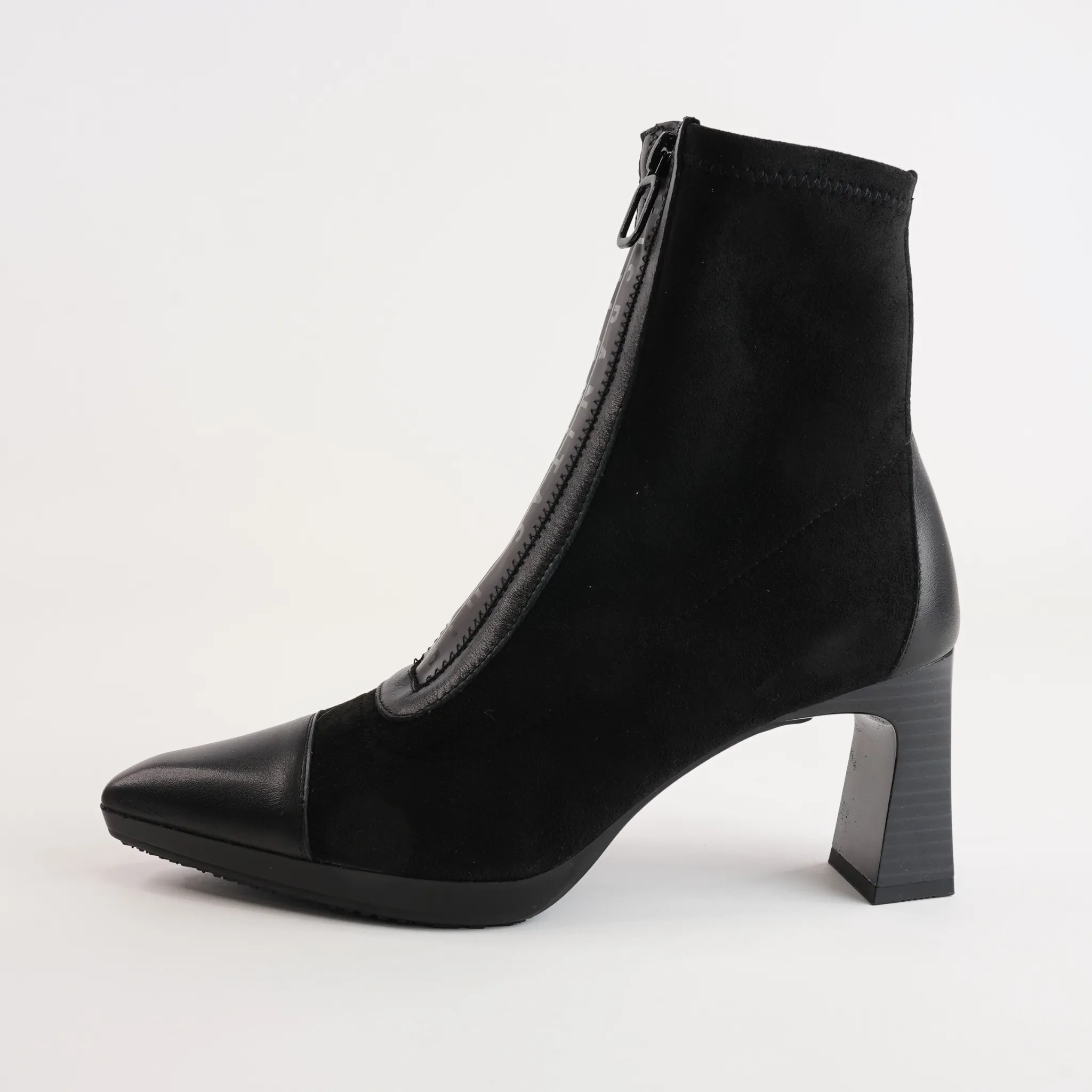 HI243714 Soho Black/ Velour Black Leather Ankle Boots