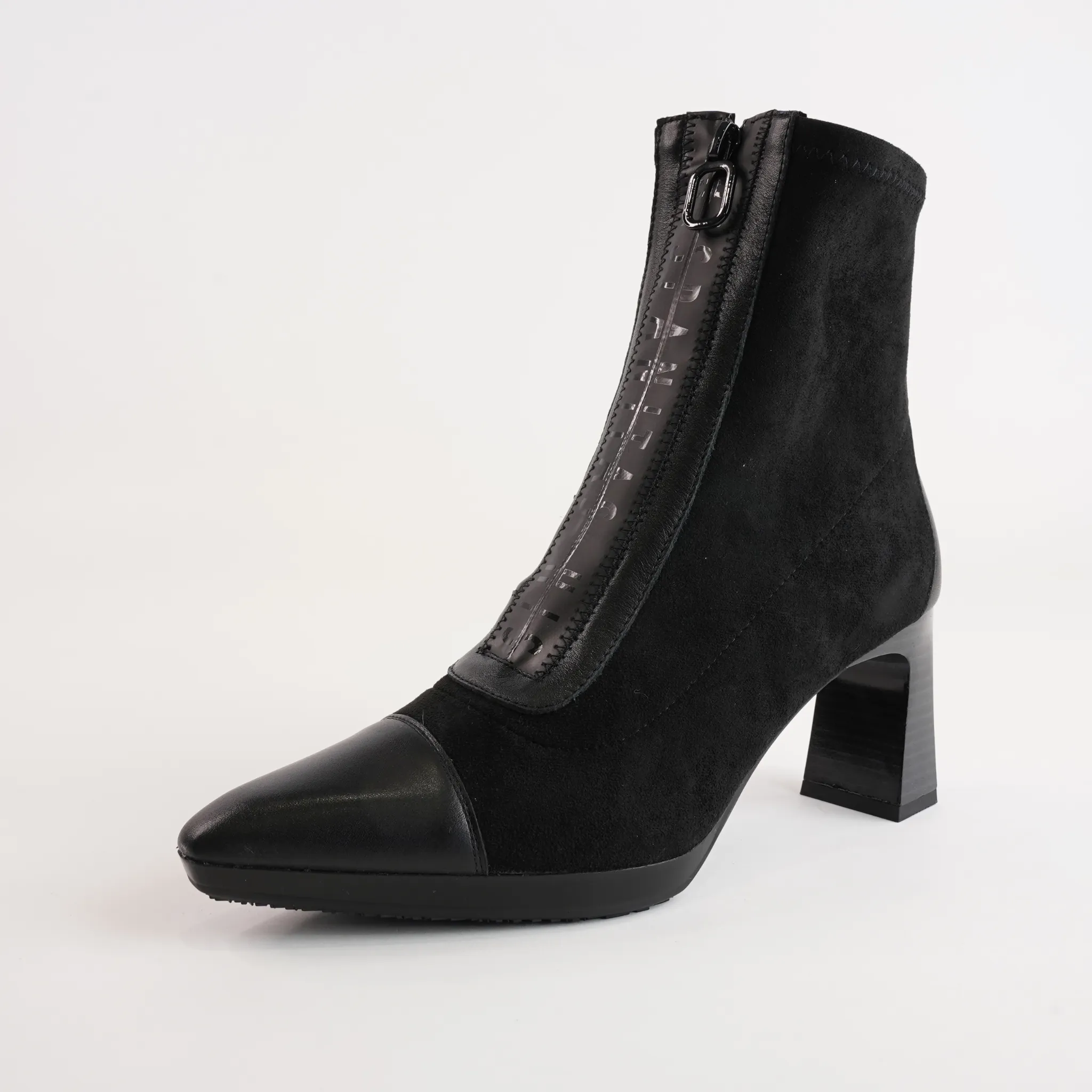 HI243714 Soho Black/ Velour Black Leather Ankle Boots