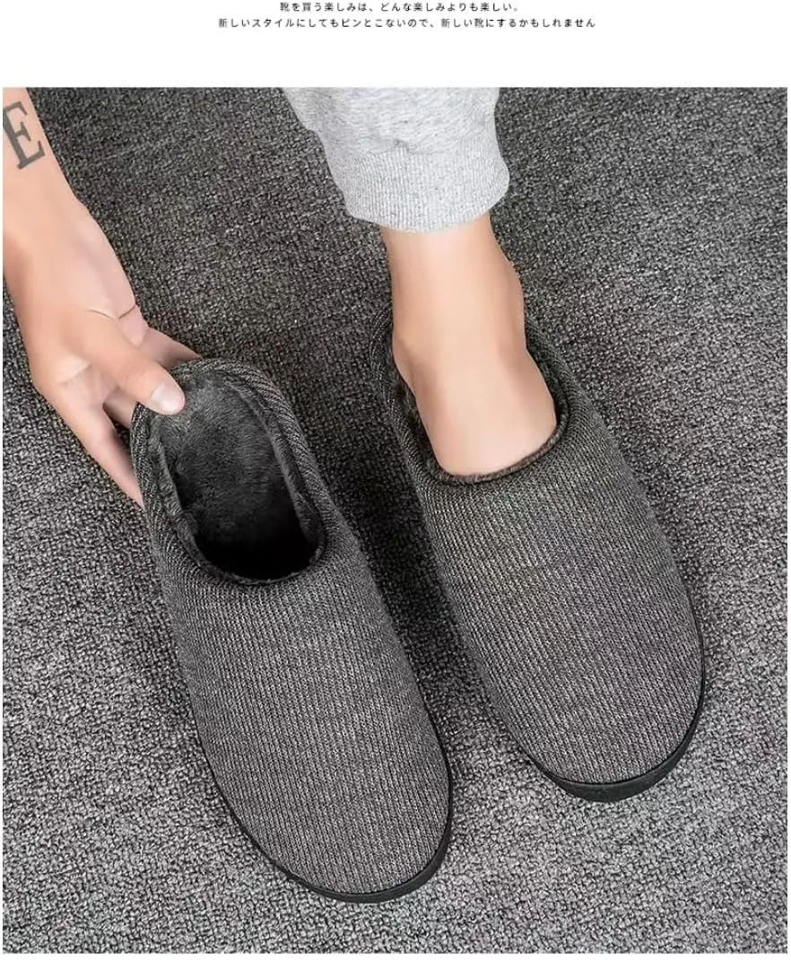 High-Density Mens Clog Slippers Two-Tone Cotton-Blen, Memory Foam bottom Warm House Slippers Suitable for Walking in the Park and Relaxing at Home.