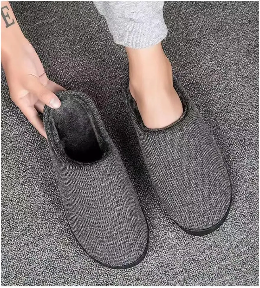 High-Density Mens Clog Slippers Two-Tone Cotton-Blen, Memory Foam bottom Warm House Slippers Suitable for Walking in the Park and Relaxing at Home.