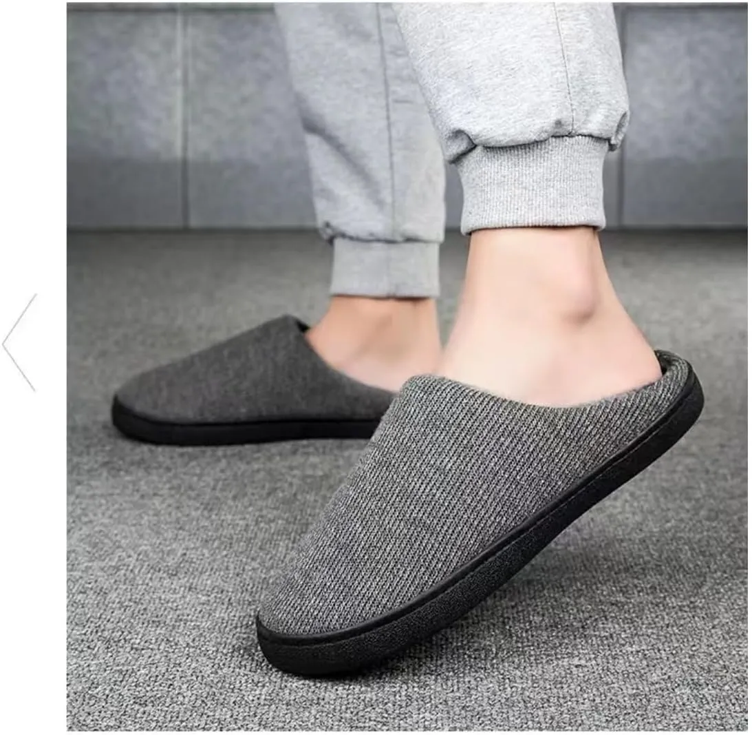 High-Density Mens Clog Slippers Two-Tone Cotton-Blen, Memory Foam bottom Warm House Slippers Suitable for Walking in the Park and Relaxing at Home.