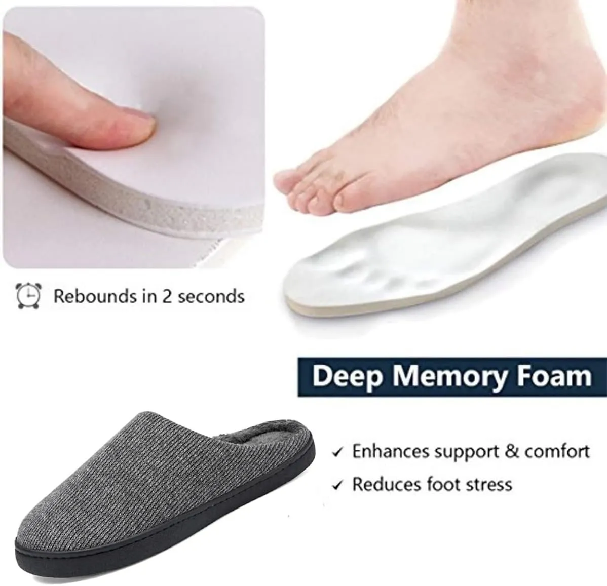 High-Density Mens Clog Slippers Two-Tone Cotton-Blen, Memory Foam bottom Warm House Slippers Suitable for Walking in the Park and Relaxing at Home.