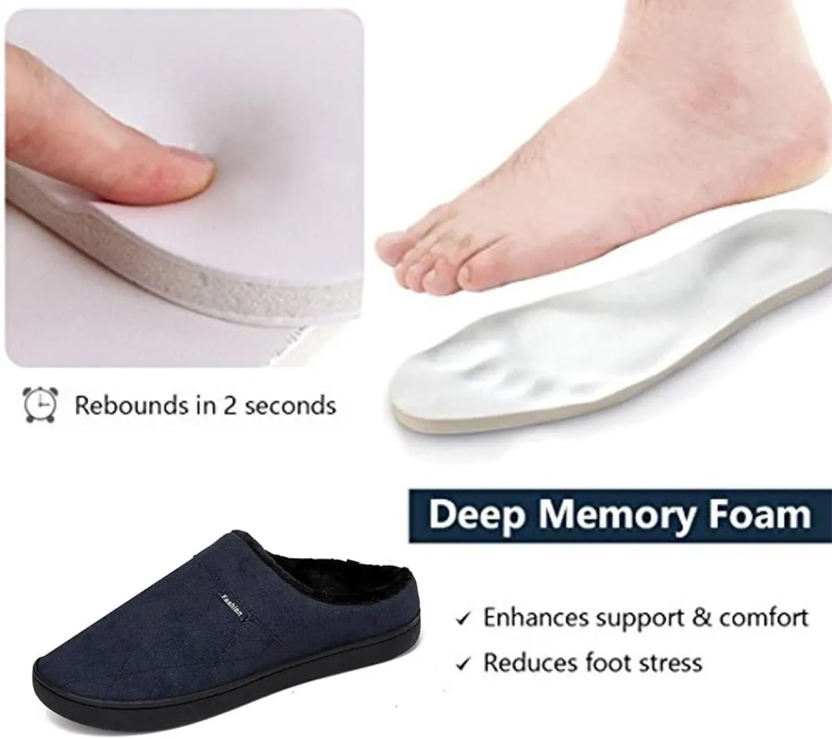 High-Density Mens Clog Slippers Two-Tone Cotton-Blen, Memory Foam bottom Warm House Slippers Suitable for Walking in the Park and Relaxing at Home.